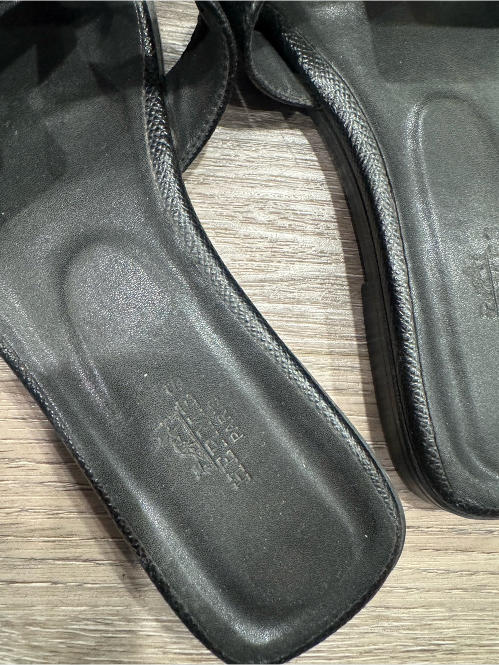 Black Leather Hermes oran Sandals - Picture 3 of 6
